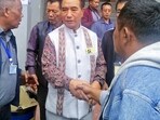 ZPM chief and party's chief ministerial candidate Lalduhoma being greeted by his supporters in Mizoram on Monday. (ANI) ZPM chief and party's chief ministerial candidate Lalduhoma being greeted by his supporters in Mizoram on Monday. (ANI)