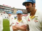 David Warner and Mitchell Johnson in 2015.