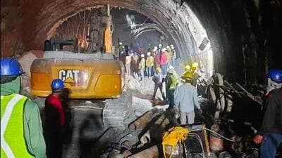 A portion of the 4.5-km-long tunnel being built between Silkyara and Dandalgaon caved in on November 12 following a landslide, trapping 41 workers from various parts of the country. (File) A portion of the 4.5-km-long tunnel being built between Silkyara and Dandalgaon caved in on November 12 following a landslide, trapping 41 workers from various parts of the country. (File)