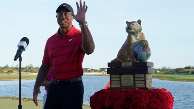 Tiger Woods speaks after Scottie Scheffler, of the United States, won the Hero World Challenge PGA Tour at the Albany Golf Club (AP) Tiger Woods speaks after Scottie Scheffler, of the United States, won the Hero World Challenge PGA Tour at the Albany Golf Club (AP)