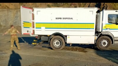 The bomb disposal squad removed the bomb from the house. (Facebook/@Milford Haven and Neyland Police) The bomb disposal squad removed the bomb from the house. (Facebook/@Milford Haven and Neyland Police)