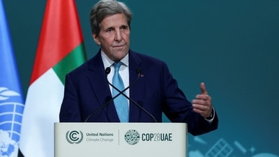 US Special Presidential Envoy for Climate John Kerry participates in an event. (Reuters)