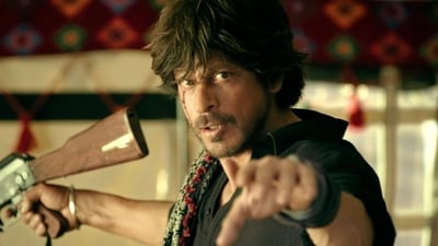 Shah Rukh Khan in a still from Dunki trailer. Shah Rukh Khan in a still from Dunki trailer.