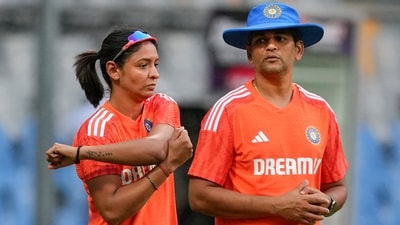 Indian women's national cricket team head coach Amol Muzumdar with captain Harmanpreet Kaur during a practice session (PTI) Indian women's national cricket team head coach Amol Muzumdar with captain Harmanpreet Kaur during a practice session (PTI)