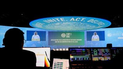 The text shows it is still early days at COP28 and consensus on key issues is yet to be reached. (REUTERS) The text shows it is still early days at COP28 and consensus on key issues is yet to be reached. (REUTERS)