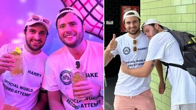 Guinness World Record holders Harry Kooros and Jake Loiterton. (GWR) Guinness World Record holders Harry Kooros and Jake Loiterton. (GWR)
