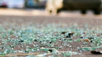 Glass pieces shattered after an accident. (HT File)