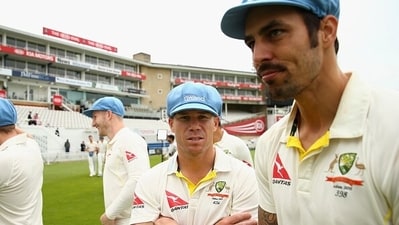 David Warner and Mitchell Johnson in 2015. (Getty) David Warner and Mitchell Johnson in 2015. (Getty)