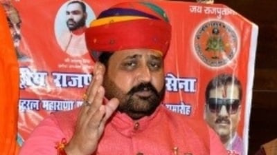 Sukhdev Singh Gogamedi, president of Shri Rashtriya Rajput Karni Sena. Sukhdev Singh Gogamedi, president of Shri Rashtriya Rajput Karni Sena.
