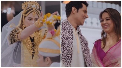 Randeep Hooda and Lin Laishram in stills from their wedding video. Randeep Hooda and Lin Laishram in stills from their wedding video.