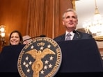 U.S. House Speaker Kevin McCarthy (R-CA) speaks with members of the media alongside Republican Conference Chair Rep. Elise Stefanik (R-NY) following passage in the House of a 45 day continuing resolution on September 30, 2023. U.S. House Speaker Kevin McCarthy (R-CA) speaks with members of the media alongside Republican Conference Chair Rep. Elise Stefanik (R-NY) following passage in the House of a 45 day continuing resolution on September 30, 2023.