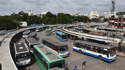 BMTC Main Bus Stand at Majestic in Bengaluru. (Photo by Samuel Rajkumar/ Hindustan Times) BMTC Main Bus Stand at Majestic in Bengaluru. (Photo by Samuel Rajkumar/ Hindustan Times)