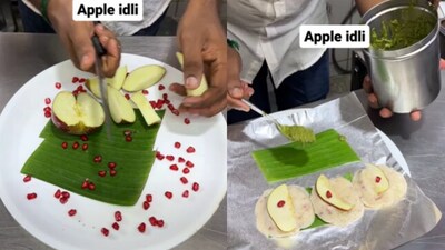 A man was seen making apple idlis. (Instagram/@thegreatindianfoodie)