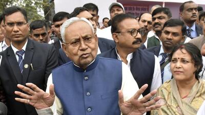 Bihar chief minister Nitish Kumar in Patna on Wednesday. (Santosh Kumar/HT)