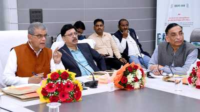 Forest minister Arun K Saxena (left) in the meeting (Sourced) Forest minister Arun K Saxena (left) in the meeting (Sourced)