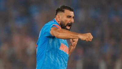 India's Mohammed Shami celebrates the dismissal of Australia's David Warner during the ICC Men's Cricket World Cup final (AP) India's Mohammed Shami celebrates the dismissal of Australia's David Warner during the ICC Men's Cricket World Cup final (AP)