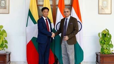 India’s Foreign Secretary Vinay Kwatra & Deputy FM U Lwin Oo of Myanmar in New Delhi (Twitter/@MEAIndia) India’s Foreign Secretary Vinay Kwatra & Deputy FM U Lwin Oo of Myanmar in New Delhi (Twitter/@MEAIndia)