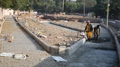 Ongoing work at the Kanhai intersection. (Parveen Kumar/HT Photo) Ongoing work at the Kanhai intersection. (Parveen Kumar/HT Photo)