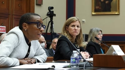 Dr. Claudine Gay, President of Harvard University, Liz Magill, President of University of Pennsylvania, and Dr. Sally Kornbluth, President of Massachusetts Institute of Technology, testify before the House Education and Workforce Committee at the Rayburn House Office Building on December 05, 2023 in Washington, DC (Photo by Kevin Dietsch / GETTY IMAGES NORTH AMERICA / Getty Images via AFP) (Getty Images via AFP) Dr. Claudine Gay, President of Harvard University, Liz Magill, President of University of Pennsylvania, and Dr. Sally Kornbluth, President of Massachusetts Institute of Technology, testify before the House Education and Workforce Committee at the Rayburn House Office Building on December 05, 2023 in Washington, DC (Photo by Kevin Dietsch / GETTY IMAGES NORTH AMERICA / Getty Images via AFP) (Getty Images via AFP)