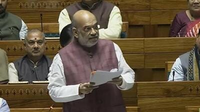 Union home minister Amit Shah at the Parliament on Wednesday (Twitter Photo) Union home minister Amit Shah at the Parliament on Wednesday (Twitter Photo)