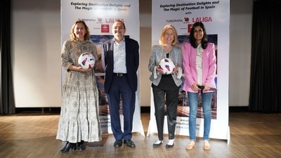 [Left To Right] Elena Perez-Villanueva Del Caz - Deputy Head of Mission, Embassy of Spain, Òscar Pujol - Director Instituto Cervantes in Delhi, Elisa Robles - Director, Turespaña and Aakriti Vohra - LALIGA Global Network Delegate, India (LaLiga)