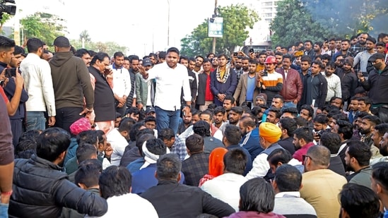 Supporters of Rajput Karni Sena President Sukhdev Singh Gogamedi blocked the Shipra Path road outside the hospital where he was rushed after he was shot at in his Jaipur residence.