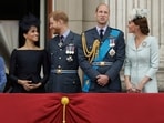 FILE - From left, Meghan the Duchess of Sussex, Prince Harry, Prince William and Kate the Duchess of Cambridge watch a flypast of Royal Air Force aircraft pass over Buckingham Palace in London, FILE - From left, Meghan the Duchess of Sussex, Prince Harry, Prince William and Kate the Duchess of Cambridge watch a flypast of Royal Air Force aircraft pass over Buckingham Palace in London,