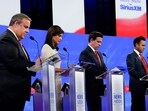 Republican presidential candidates from left, former New Jersey Gov. Chris Christie, former U.N. Ambassador Nikki Haley, Florida Gov. Ron DeSantis, and businessman Vivek Ramaswamy during a Republican presidential primary debate hosted by NewsNation on Wednesday, Dec. 6, 2023, at the Moody Music Hall at the University of Alabama in Tuscaloosa, Ala. (AP Photo/Gerald Herbert) Republican presidential candidates from left, former New Jersey Gov. Chris Christie, former U.N. Ambassador Nikki Haley, Florida Gov. Ron DeSantis, and businessman Vivek Ramaswamy during a Republican presidential primary debate hosted by NewsNation on Wednesday, Dec. 6, 2023, at the Moody Music Hall at the University of Alabama in Tuscaloosa, Ala. (AP Photo/Gerald Herbert)