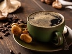 Mushroom coffee typically involves blending a powder crafted from ground mushrooms and coffee beans. 