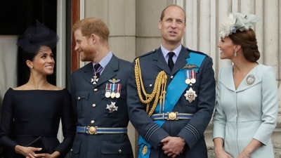 FILE - From left, Meghan the Duchess of Sussex, Prince Harry, Prince William and Kate the Duchess of Cambridge watch a flypast of Royal Air Force aircraft pass over Buckingham Palace in London, (AP) FILE - From left, Meghan the Duchess of Sussex, Prince Harry, Prince William and Kate the Duchess of Cambridge watch a flypast of Royal Air Force aircraft pass over Buckingham Palace in London, (AP)