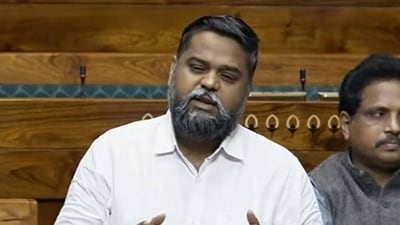 DMK MP DNV Senthil Kumar in Lok Sabha on Tuesday. (ANI) DMK MP DNV Senthil Kumar in Lok Sabha on Tuesday. (ANI)