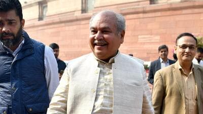 Former Union minister for agriculture and farmers' welfare Narendra Singh Tomar at Parliament House during the Winter Session, in New Delhi on Thursday (ANI) Former Union minister for agriculture and farmers' welfare Narendra Singh Tomar at Parliament House during the Winter Session, in New Delhi on Thursday (ANI)