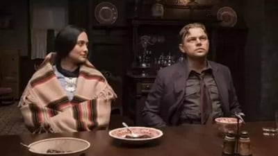 Lily Gladstone and Leonardo DiCaprio in Killers of the Flower Moon.