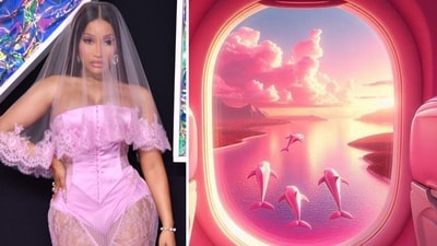 Barbz, which Nicki’s fans are known as, began sharing AI images from the fictional city, Gag City, as they waited for her album to drop (Photo by ANGELA WEISS / AFP, @MAYAMlNAJ/X)