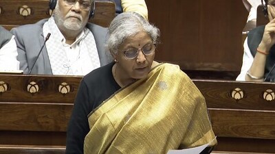 Finance minister Nirmala Sitharaman speaks in the Rajya Sabha on Thursday. (Sansad TV) Finance minister Nirmala Sitharaman speaks in the Rajya Sabha on Thursday. (Sansad TV)