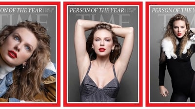 Singer/songwriter Taylor Swift appears on the cover of Time Magazine's 2023 "Person of the Year" edition, in an image released in New York City, U.S. December 6, 2023.  Photographs by Inez and Vinoodh for TIME/Handout via REUTERS.  NO RESALES. NO ARCHIVES. MANDATORY CREDIT. THIS IMAGE HAS BEEN SUPPLIED BY A THIRD PARTY.     TPX IMAGES OF THE DAY (via REUTERS)
