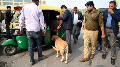 Police conduct a checking drive at the Sector 52 metro station on Thursday ahead of the anticipated visit of chief minister Yogi Adityanath to Greater Noida on Friday. (Sunil Ghosh/HT Photo)