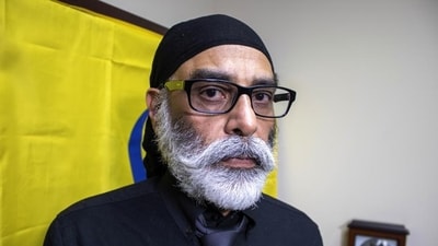 Gurpatwant Singh Pannun in his office in the United States. (File)