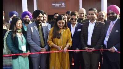 Tourism Anmol Gagan Maan, with actor Jimmy Shergill, inaugurates the 17th Punjab International Trade Expo in Amritsar on Thursday. (Sameer Sehgal/HT)