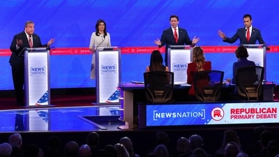 Former New Jersey Governor Chris Christie, former U.S. Ambassador to the United Nations Nikki Haley, Florida Governor Ron DeSantis and tech entrepreneur Vivek Ramaswamy participate during the fourth Republican candidates' debate of the 2024 U.S. presidential campaign hosted by NewsNation at the University of Alabama in Tuscaloosa, Alabama, U.S. December 6, 2023. REUTERS/Brian Snyder (REUTERS)
