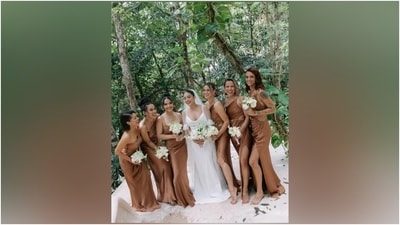 The bride's veil was a light ivory tulle with custom embroidery that read: "Mrs. T December 2nd, 2023" in a gothic font. "I put it on, and I was like 'It's perfect. It's easy, it's simple, and it's chic. It was exactly what I wanted, but we obviously had to spruce it up a little and add some extra love to it so that it was special, just for me. I wanted it to look like I was floating and loved the cape and veil combo," the actor told Vogue. (Instagram) The bride's veil was a light ivory tulle with custom embroidery that read: "Mrs. T December 2nd, 2023" in a gothic font. "I put it on, and I was like 'It's perfect. It's easy, it's simple, and it's chic. It was exactly what I wanted, but we obviously had to spruce it up a little and add some extra love to it so that it was special, just for me. I wanted it to look like I was floating and loved the cape and veil combo," the actor told Vogue. (Instagram)