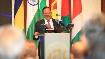 India's national security adviser Ajit Doval at NSA-level meet in Mauritius. (X / @HCI_PortLouis) India's national security adviser Ajit Doval at NSA-level meet in Mauritius. (X / @HCI_PortLouis)
