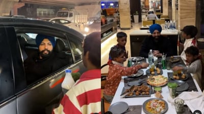 The man took the kids to a restaurant. (Instagram/@Kawaljeet Singh) The man took the kids to a restaurant. (Instagram/@Kawaljeet Singh)