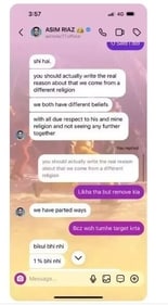 She also posted a screenshot of their chat.