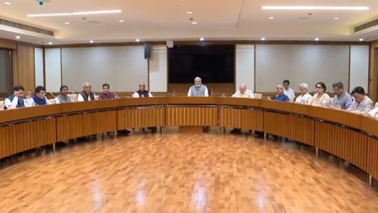 A file photo of Prime Minister Narendra Modi chairing a cabinet meeting.
