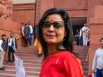 New Delhi: TMC MP Mahua Moitra on the first day of the Winter session of Parliament.