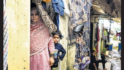 Ashiyabanu Pathan outside her home in Titwala, a town near Mumbai. (HT Photo) Ashiyabanu Pathan outside her home in Titwala, a town near Mumbai. (HT Photo)
