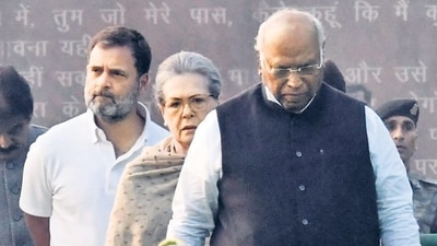Congress leaders Rahul Gandhi, Sonia Gandhi and Mallikarjun Kharge. (ANI) Congress leaders Rahul Gandhi, Sonia Gandhi and Mallikarjun Kharge. (ANI)