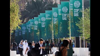 Delegates walk at the United Nations Climate Change Conference COP28 in Dubai, United Arab Emirates, December 8, 2023. (REUTERS) Delegates walk at the United Nations Climate Change Conference COP28 in Dubai, United Arab Emirates, December 8, 2023. (REUTERS)