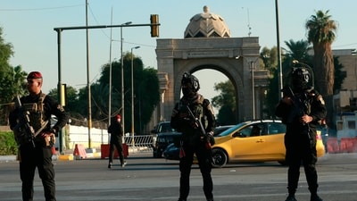 Security forces in the fortified Green Zone of Baghdad, Iraq. (Green Zone)